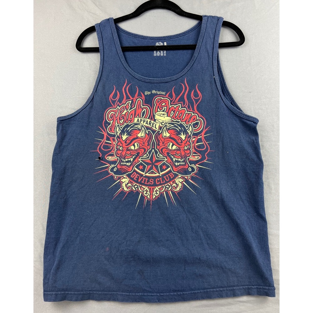 Fruit of the Loom Tank Top Mens Medium High Octane Devils Club Navy Blue Fair